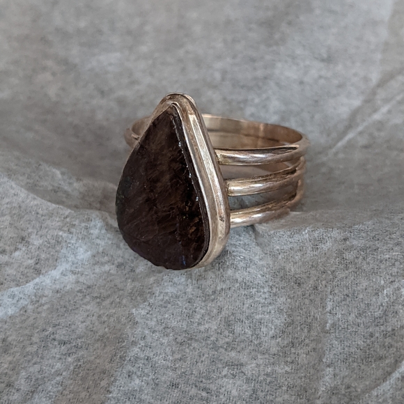 Natural Ammolite, 925 Silver Ring, size 10 - Picture 8 of 12